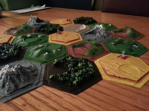 More printed pieces prior to priming and painting. Wheat Wheat Wood Wood Sheep Sheep Ore Ore Brick Brick Desert Desert Complete Set Complete Set